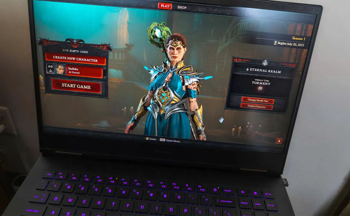 The QHD display on the HP OMEN 16 (2023) gaming laptop