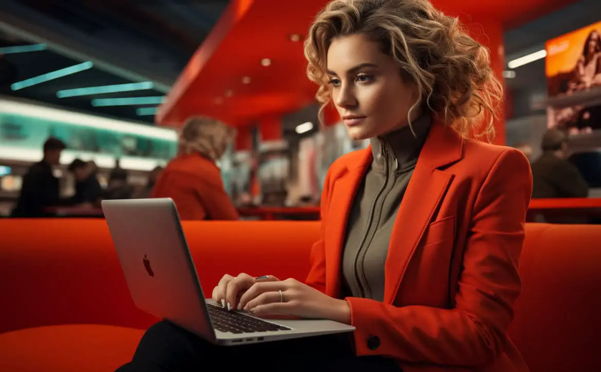 public wi-fi laptop woman